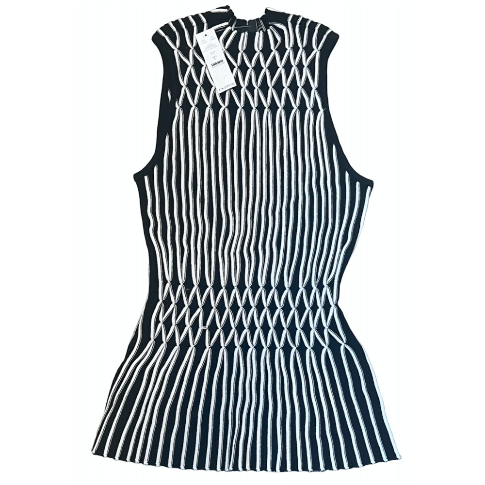 WHITE HOUSE BLACK MARKET WHBM SLEEVELESS MOCK NECK SMOCKED WAIST SWEATER TOP M